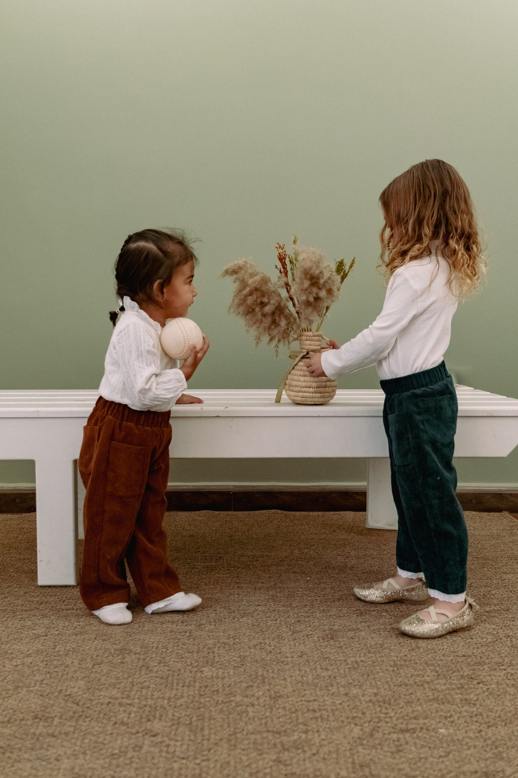 Corduroy Velvet Pants With Lace